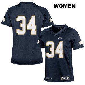 Notre Dame Fighting Irish Women's Jahmir Smith #34 Navy Under Armour No Name Authentic Stitched College NCAA Football Jersey WXW4599LG